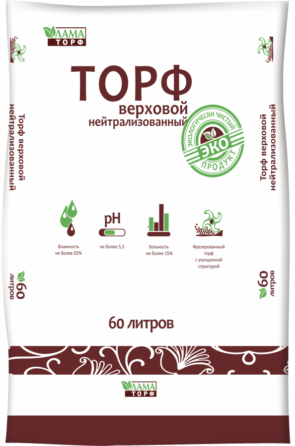 Торф Верховой нейтрализованный 60л