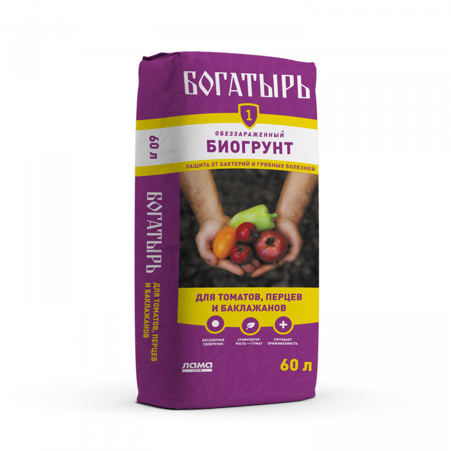 Биогрунт Богатырь "Для томатов, перца и баклажанов" 60 л